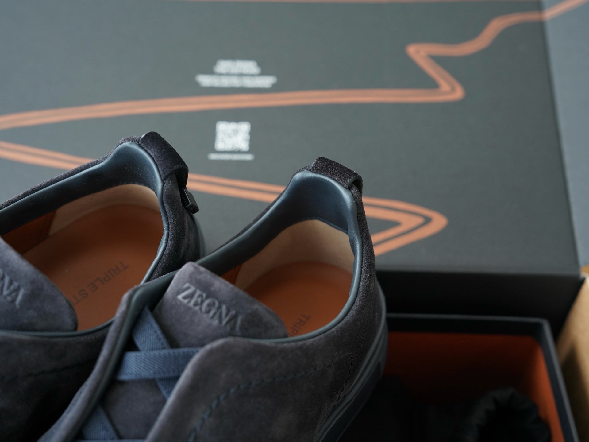 Navy Blue Suede Leather Triple Stitch Luxury Casual Shoes