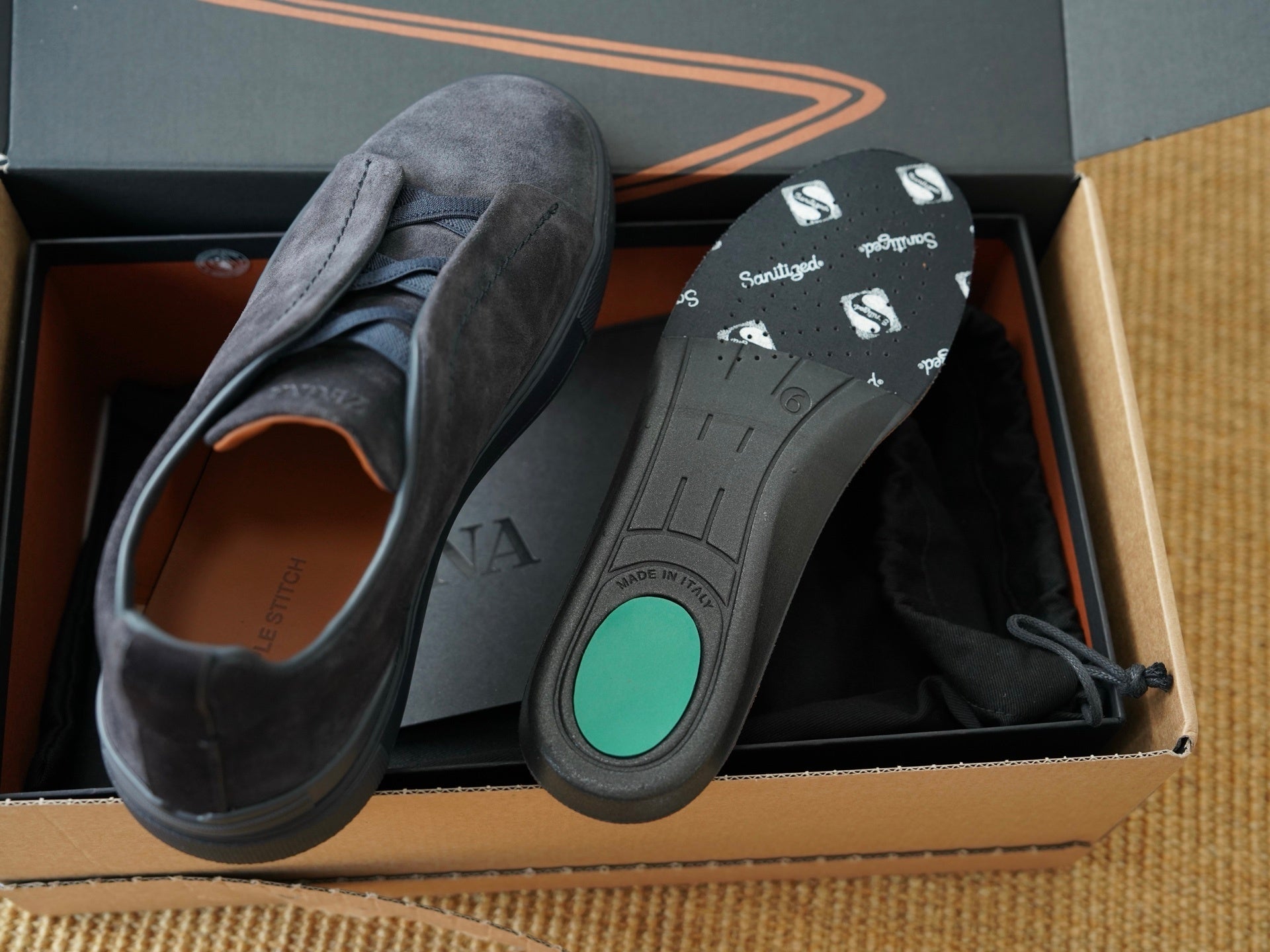 Navy Blue Suede Leather Triple Stitch Luxury Casual Shoes